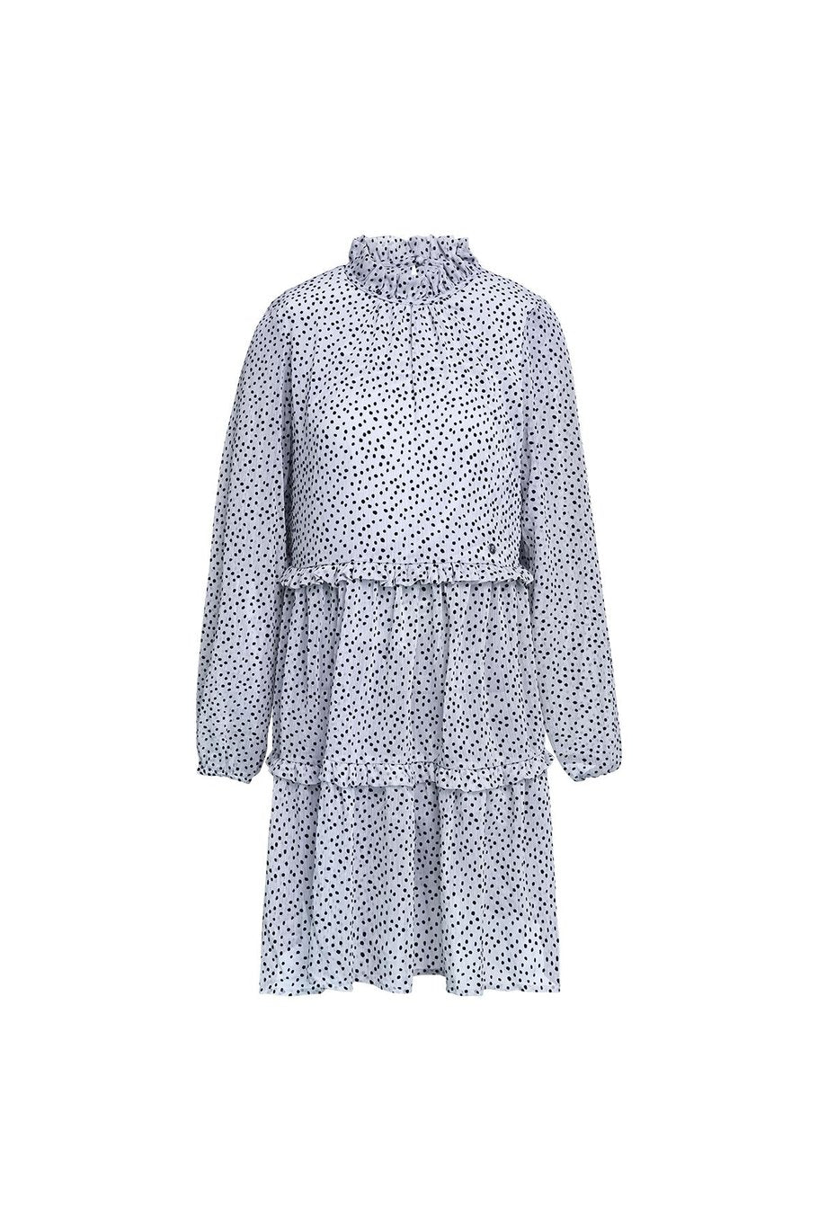 Flowy Ruffle Dress Lilac Dots