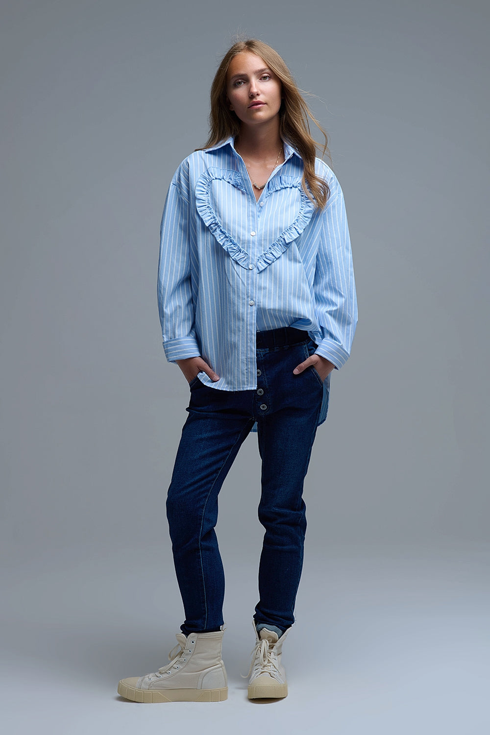 blauw hartjes shirt