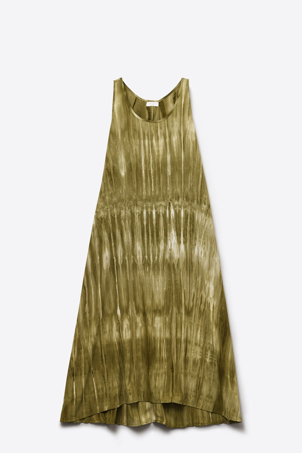 boho relaxed jurk in kakhi green tie dye van hoge kwaliteit stof