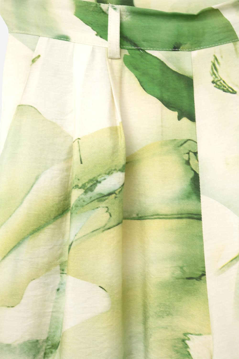 Broek Met Wijde Pijpen En Groene Aquarelprint
