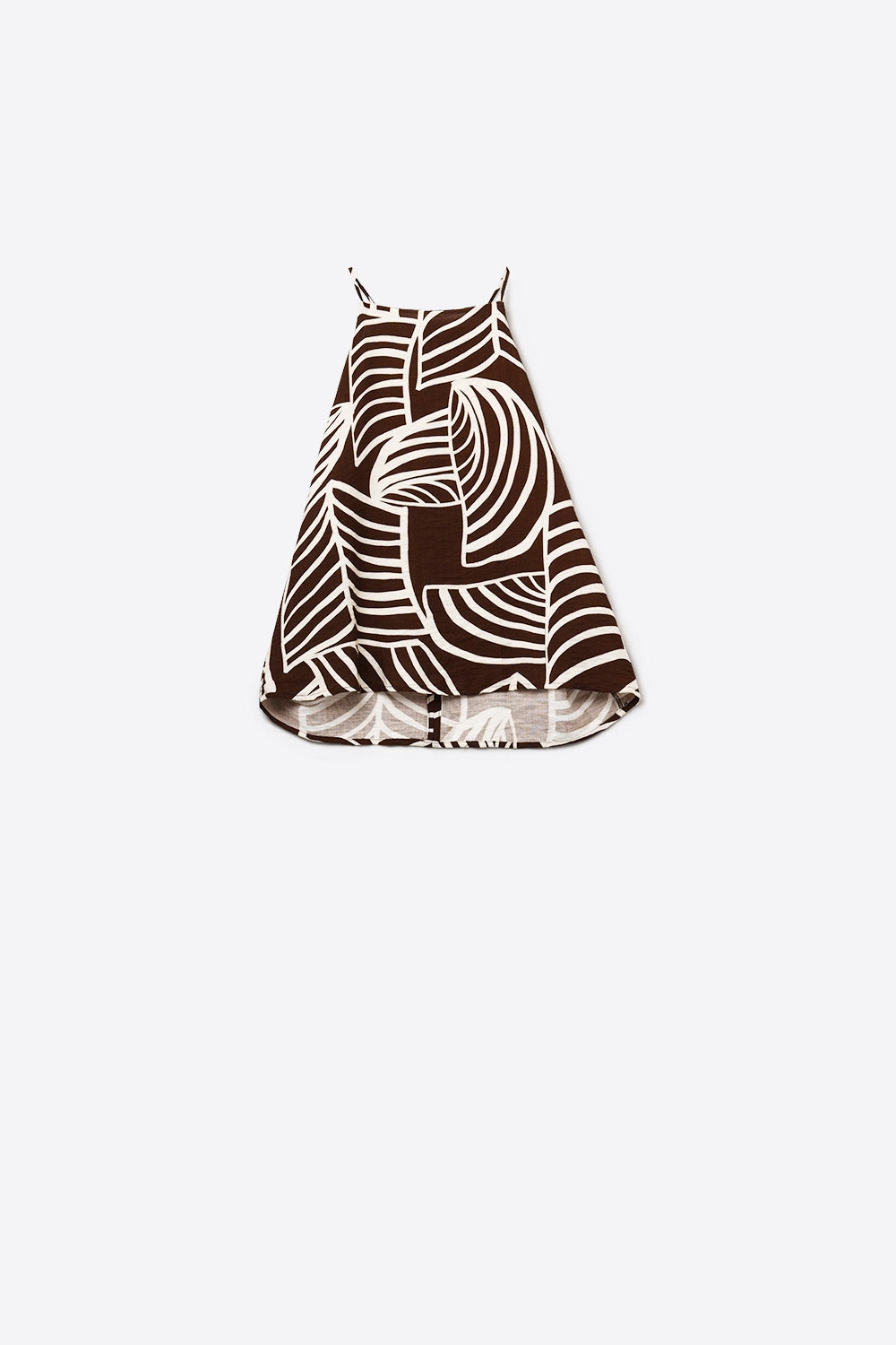 Bruine Mouwloze Haltertop Met Witte Bladprint