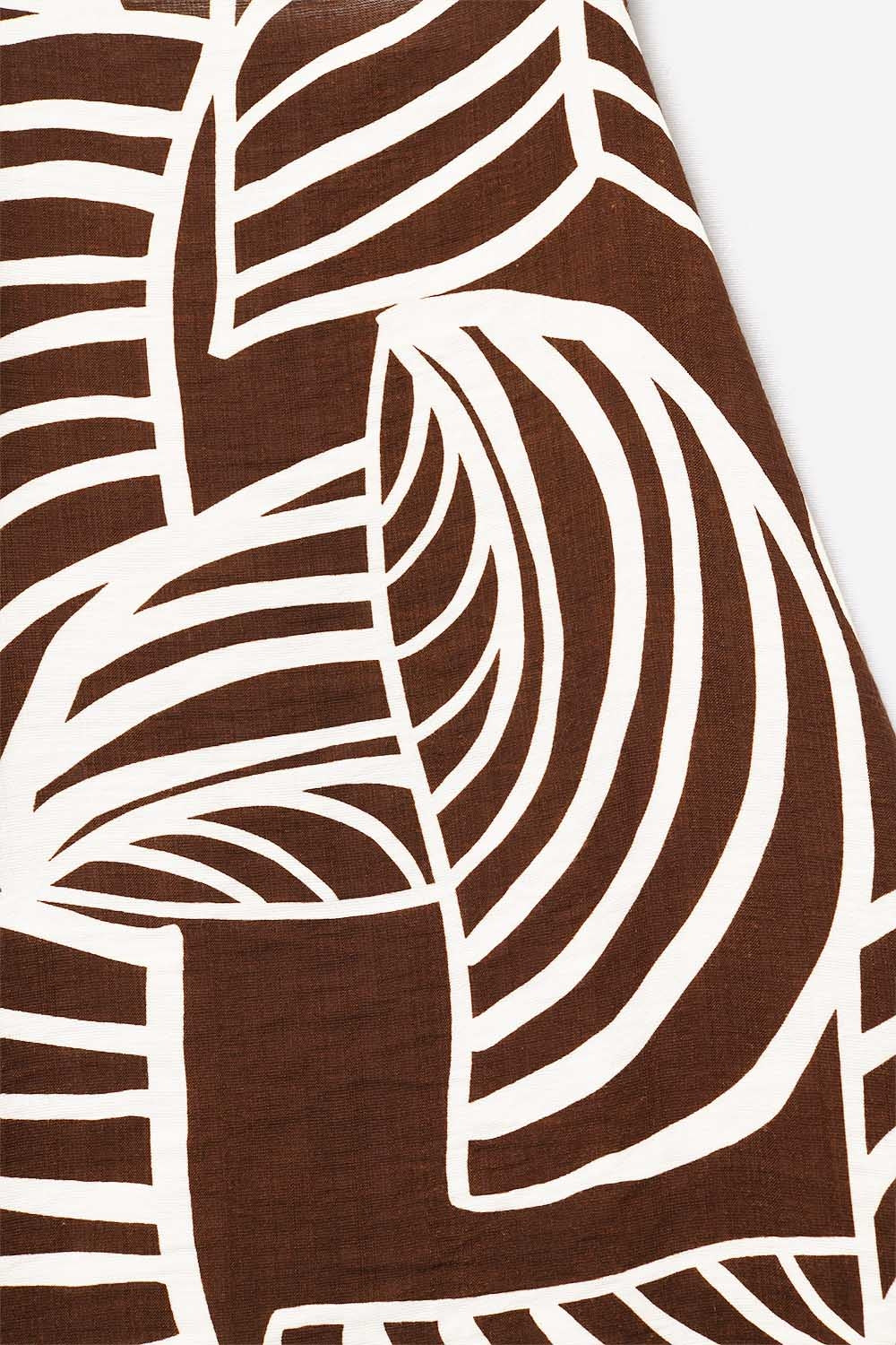 Bruine Mouwloze Haltertop Met Witte Bladprint