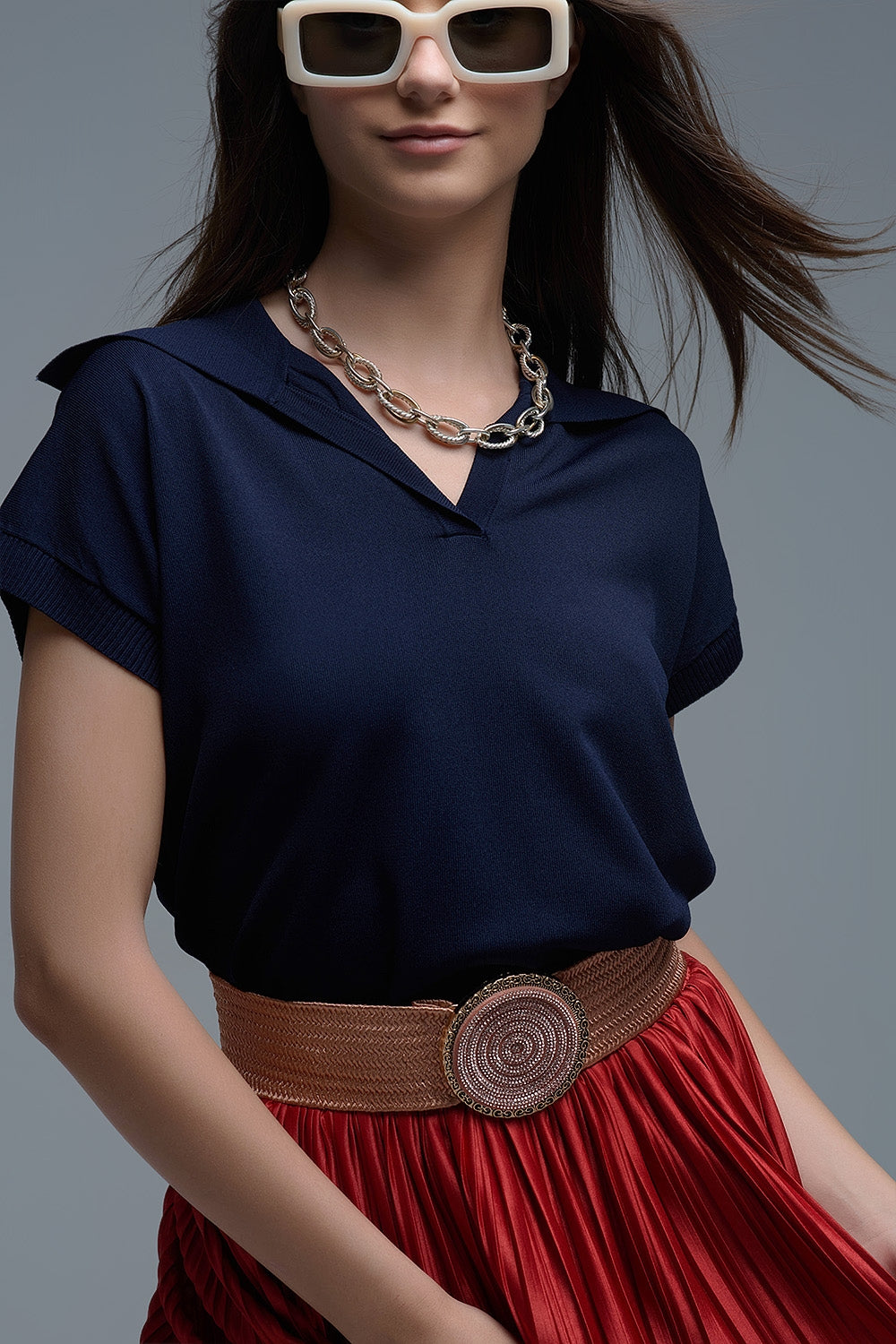 Marineblauwe polo