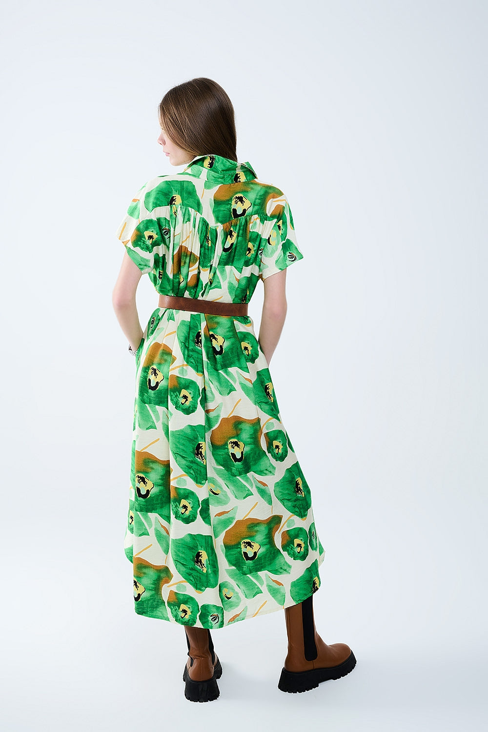 Floral Bliss Jurk In Groen En Warme Tinten
