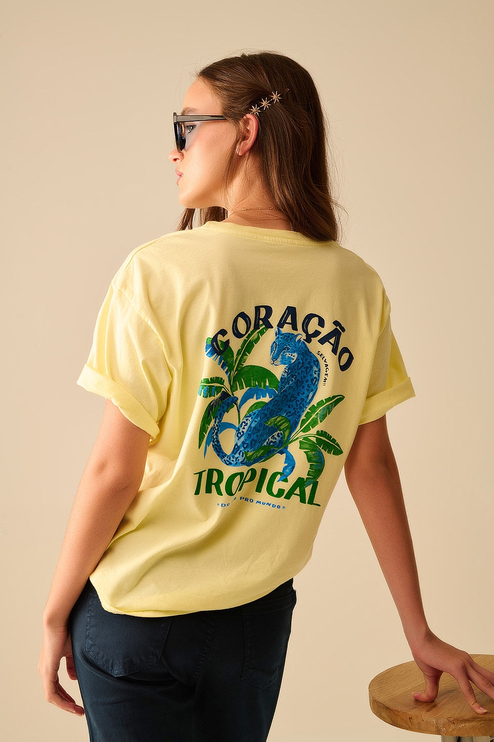 Geel tropisch T-shirt