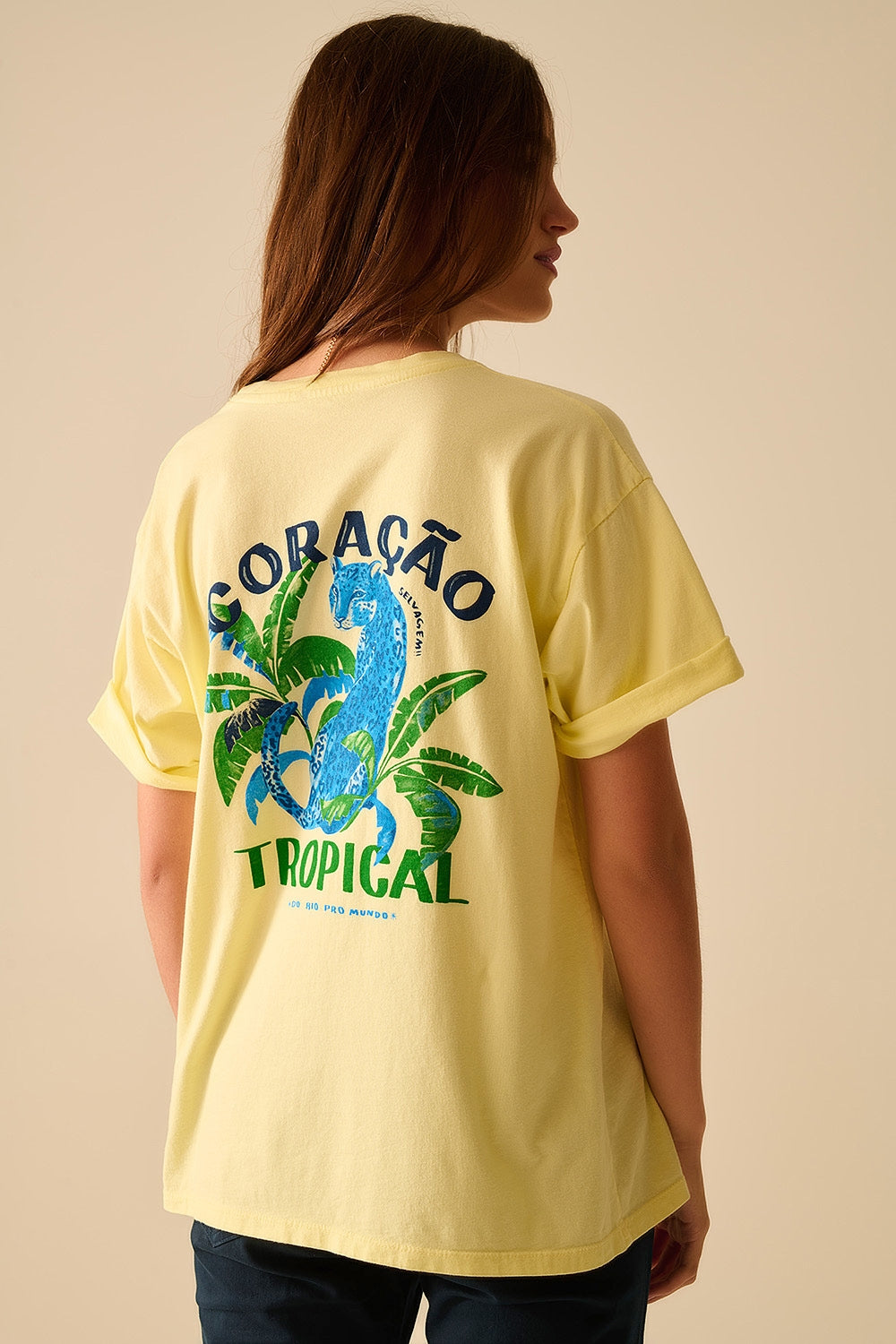 Geel tropisch T-shirt