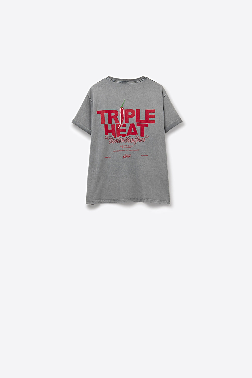 grijs gewassen relaxed fit korte mouwen triple heat logo t-shirt