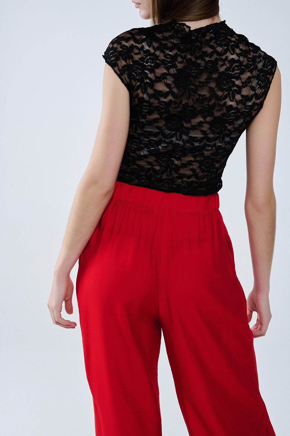 Rode Broek Met Wijde Pijpen Van Lichte Viscose