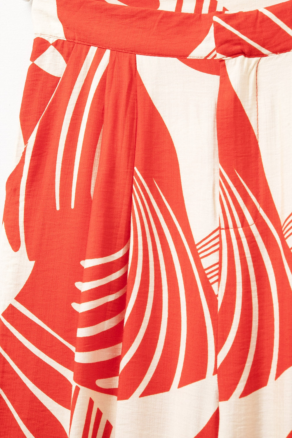 Rode Wijde Broek Met Abstracte Print