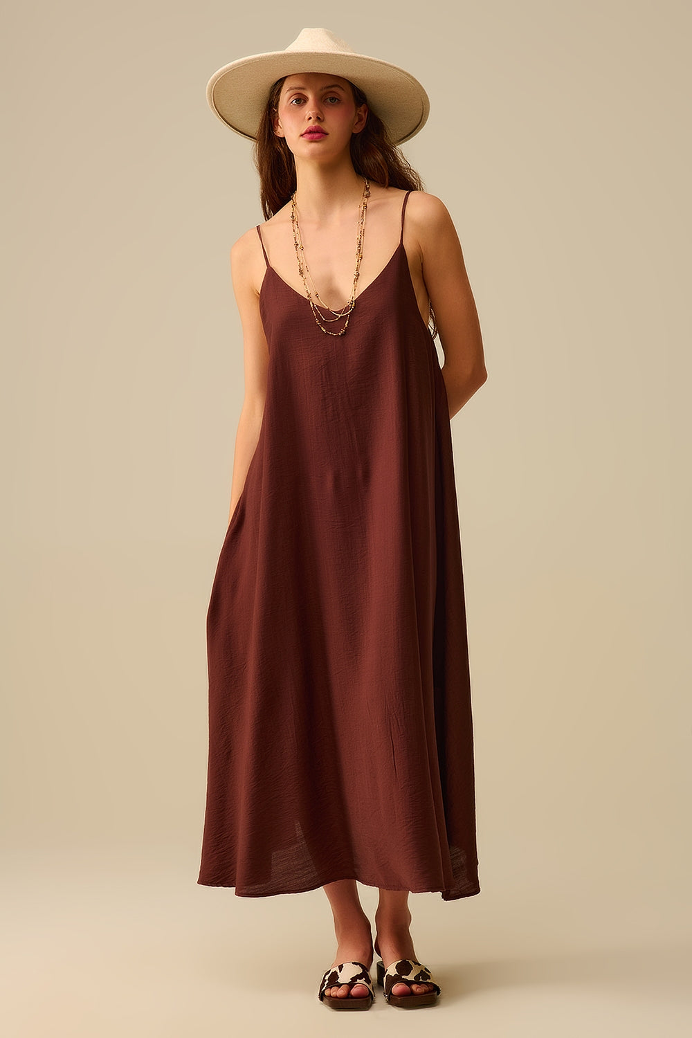 Luchtige Bruine Maxi Jurk