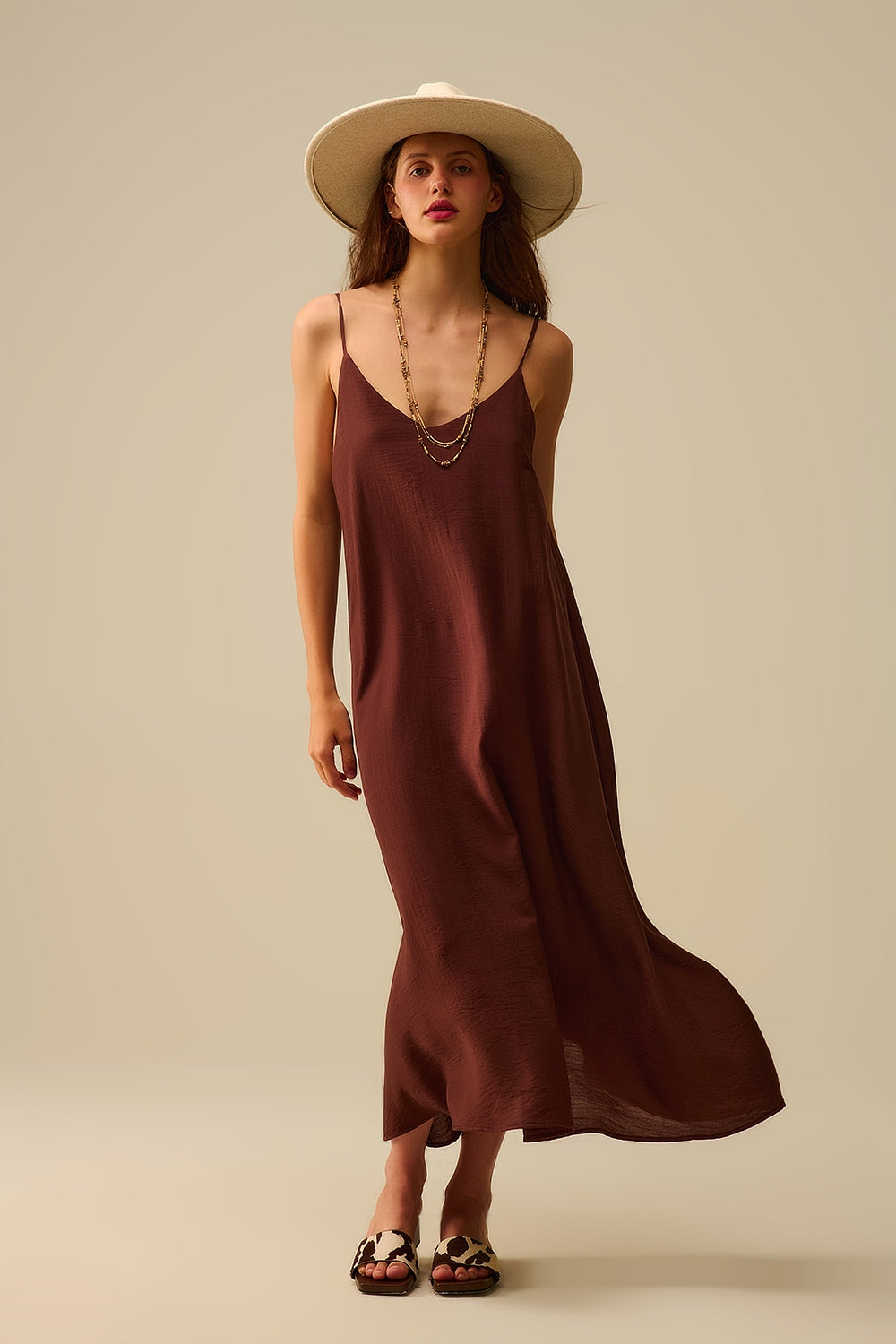 Luchtige Bruine Maxi Jurk