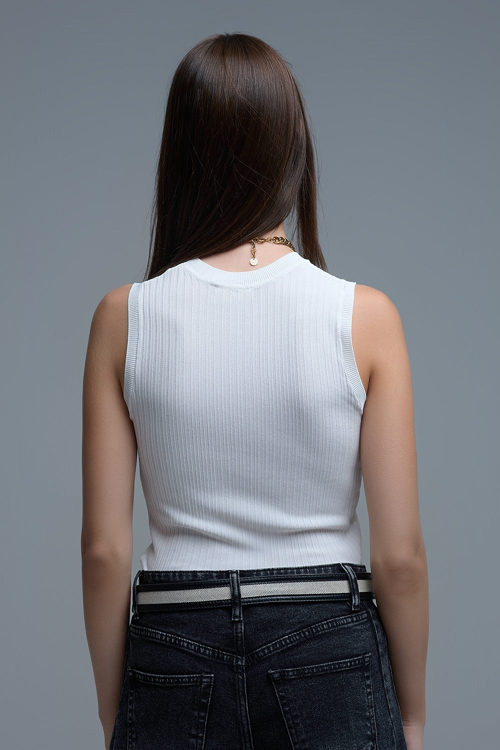 Witte mouwloze top