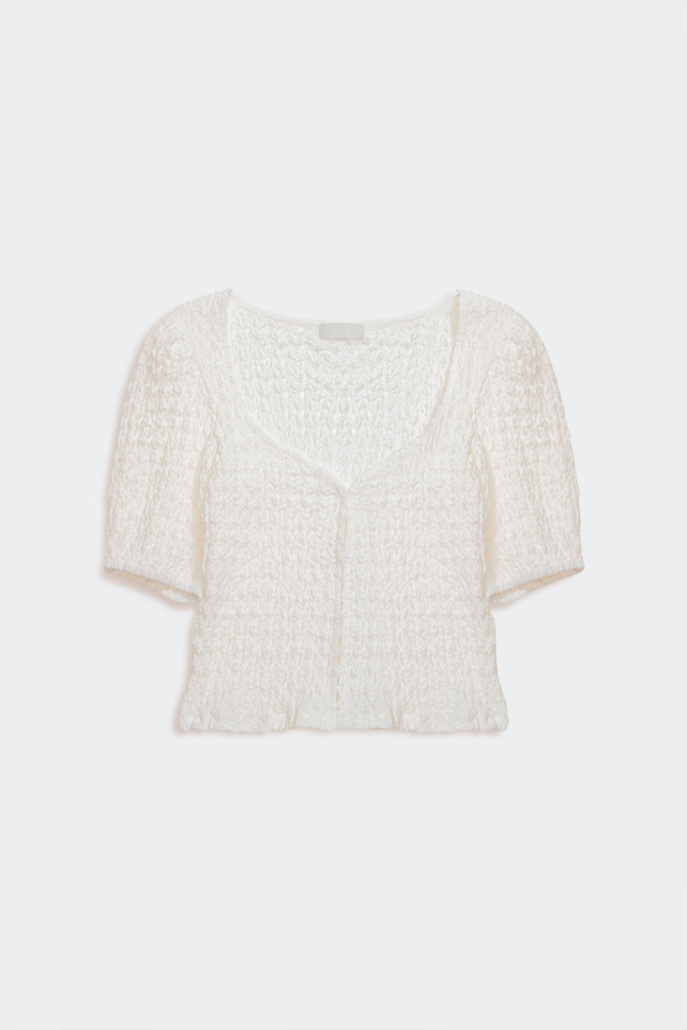 Witte Top Met Ballonmouwen En Haak-En-Oogsluiting